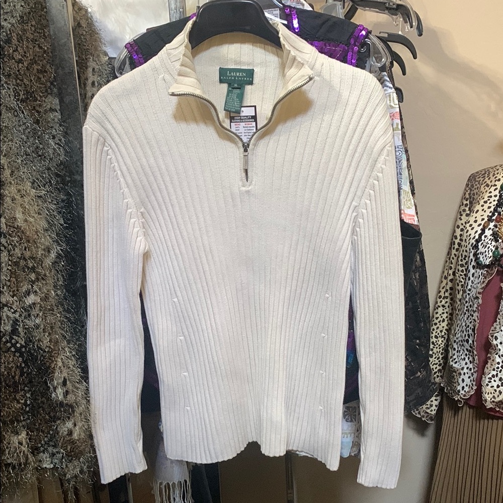 Lauren Ralph Lauren Off-White Ribbed Pullover